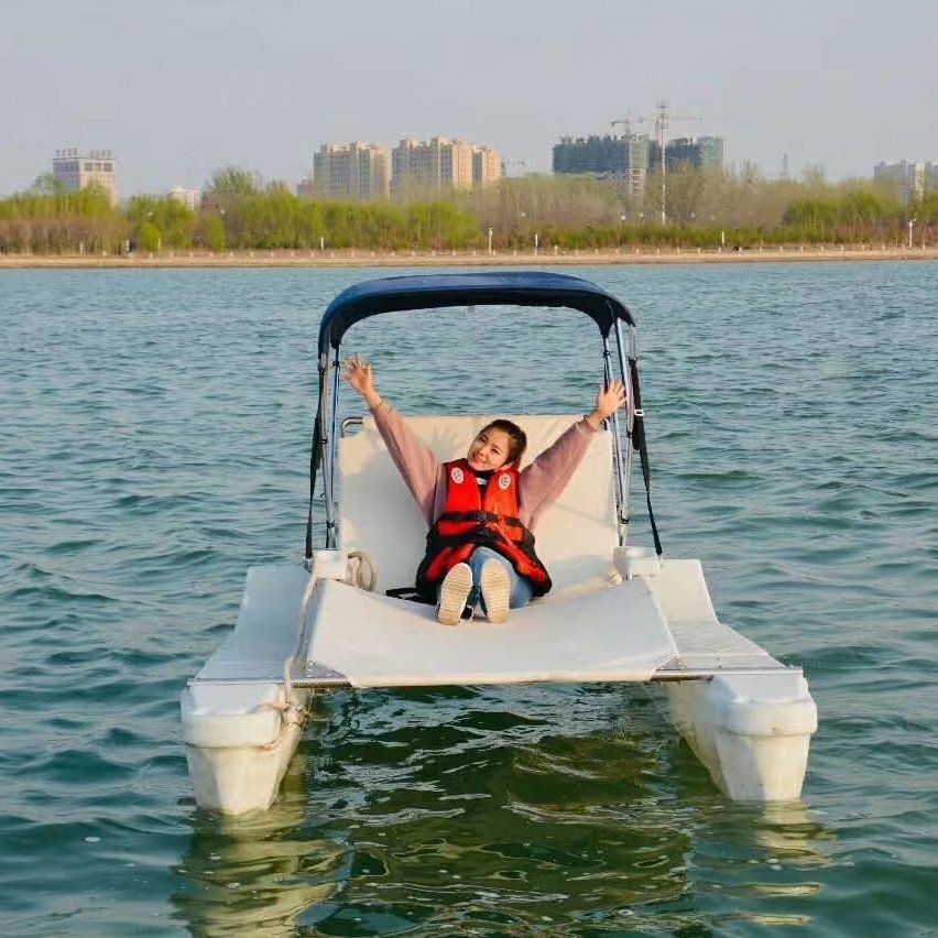 Plastic Material PE Electrically Powered Catamaran Leisure Boat